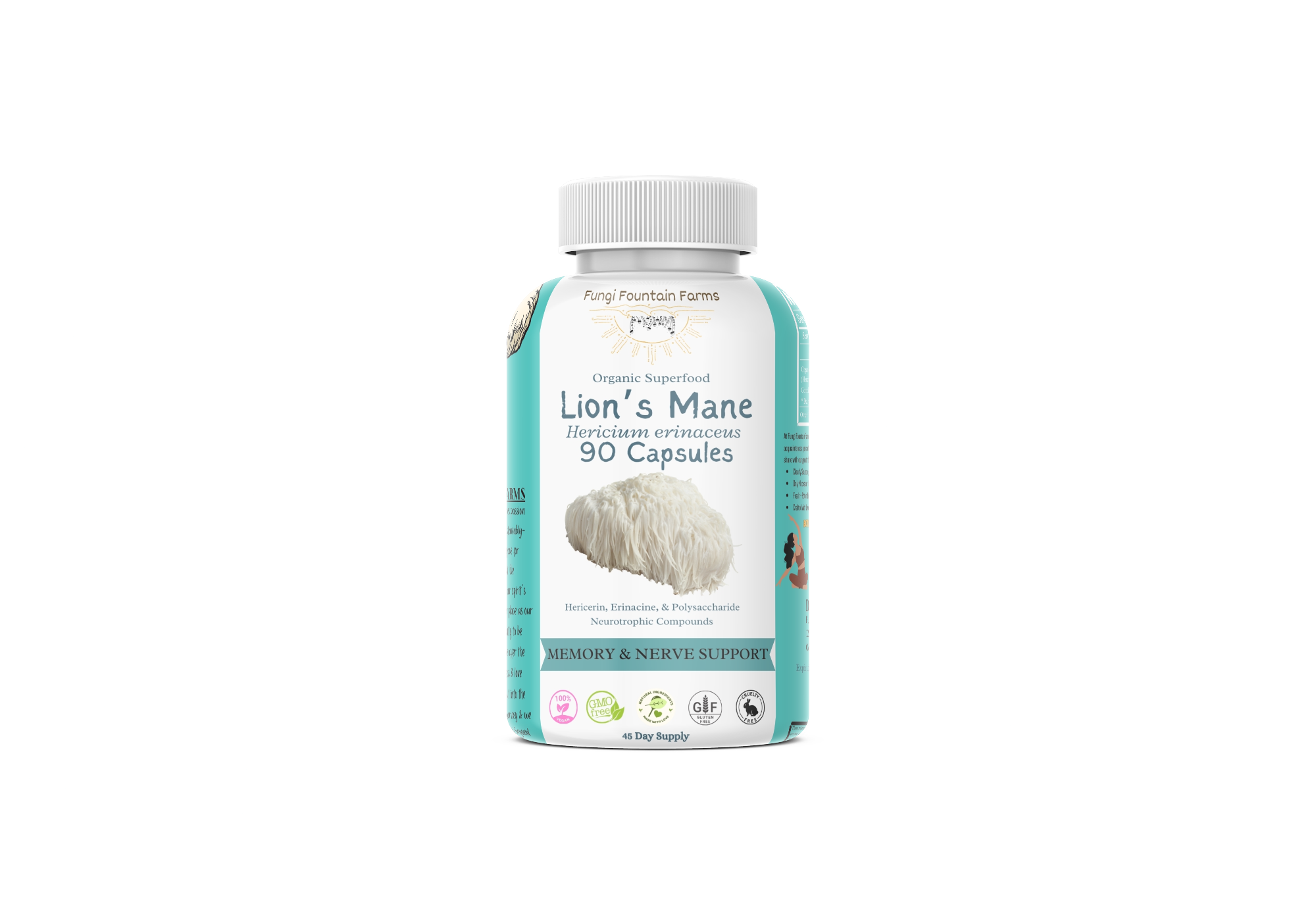 Lion’s Mane (Hericium erinaceus) Mushroom Capsules - Image 2
