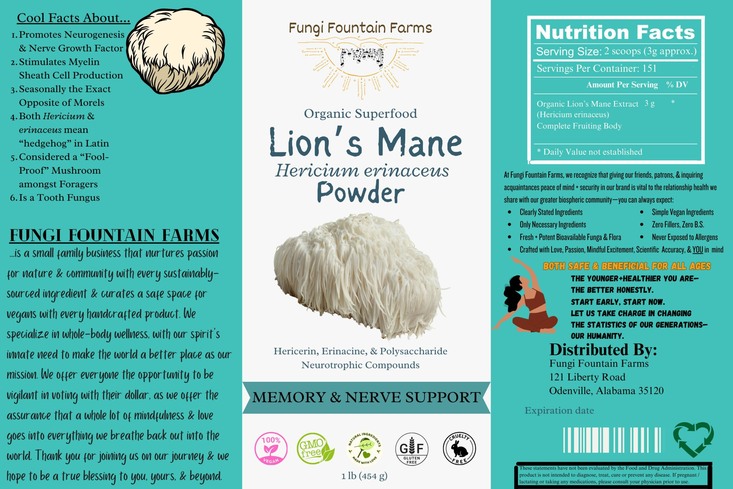 Lion's Mane (Hericium erinaceus) Mushroom Powder - Image 2
